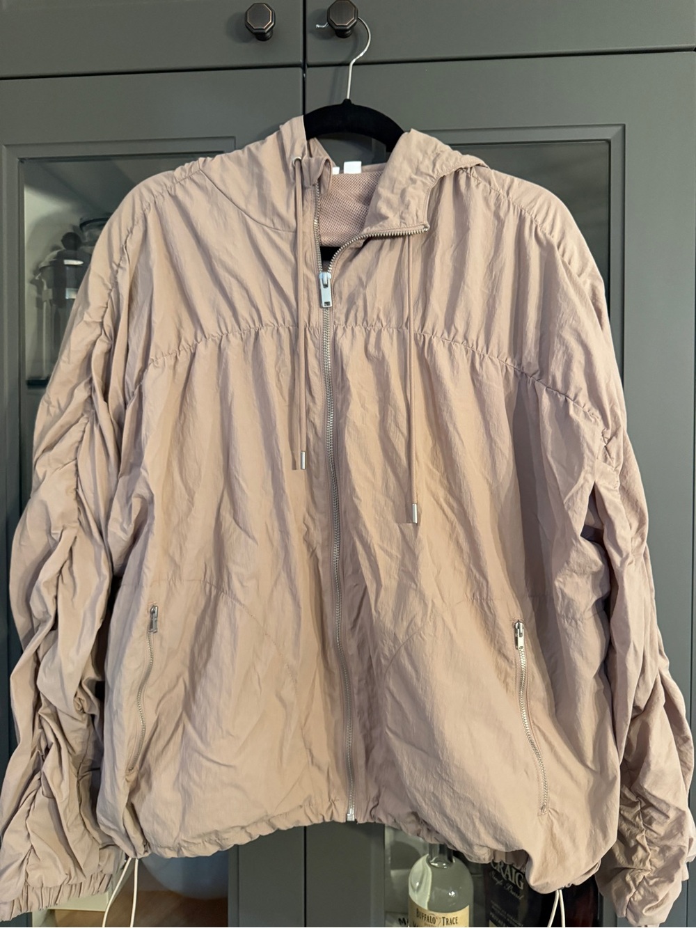 Zella Ruched Pale Pink Spring Jacket Windbreaker